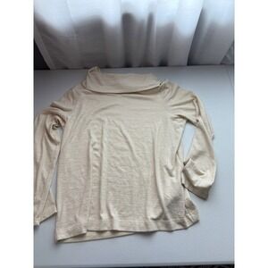 Banana Republic LuxeSpun Cowl Neck Long Sleeve Top Soft Knit Beige L